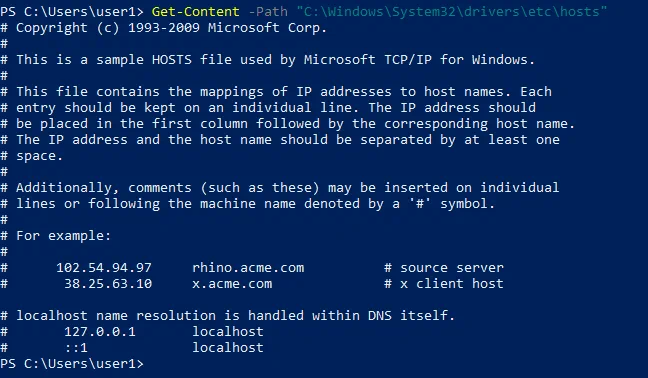 Editing the hosts file in PowerShell of the Windows client machine