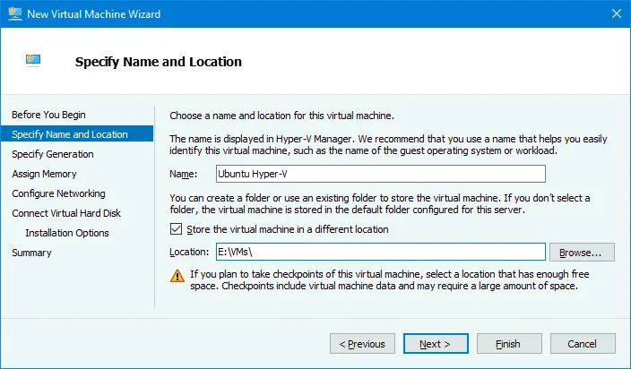 Hyper-V Manager Windows 10 – creating a new VM