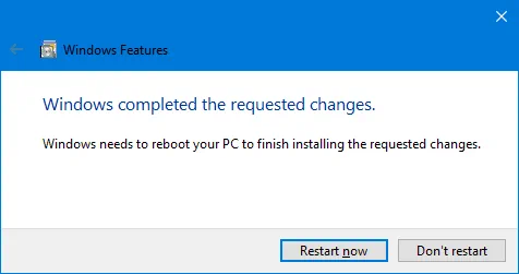 Hyper-V Windows 10 uninstallation - restarting Windows 