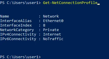 The Windows firewall network profile is changed to Private