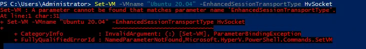 The error message in PowerShell displays that a parameter cannot be found