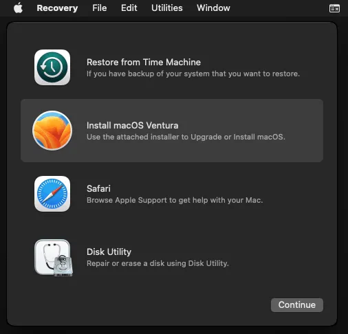 the macOS Ventura installer