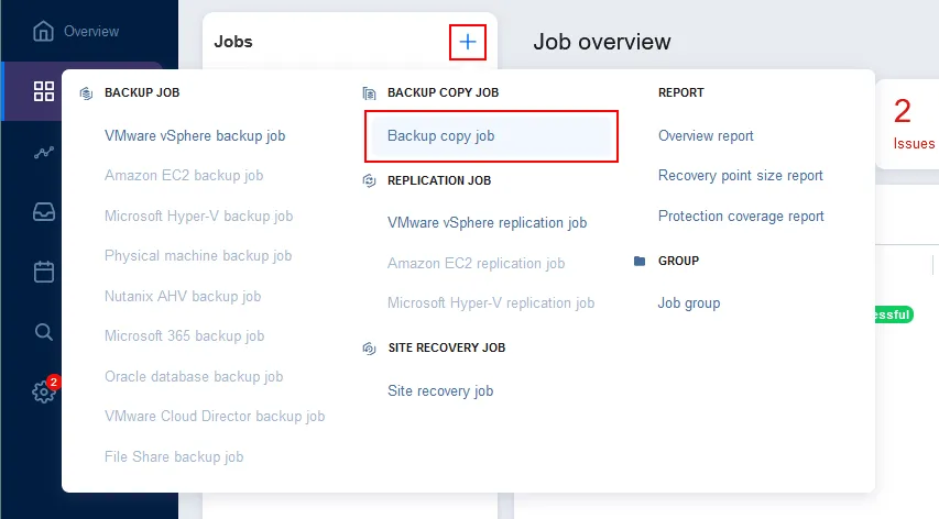 Creación de un job de copia de backups