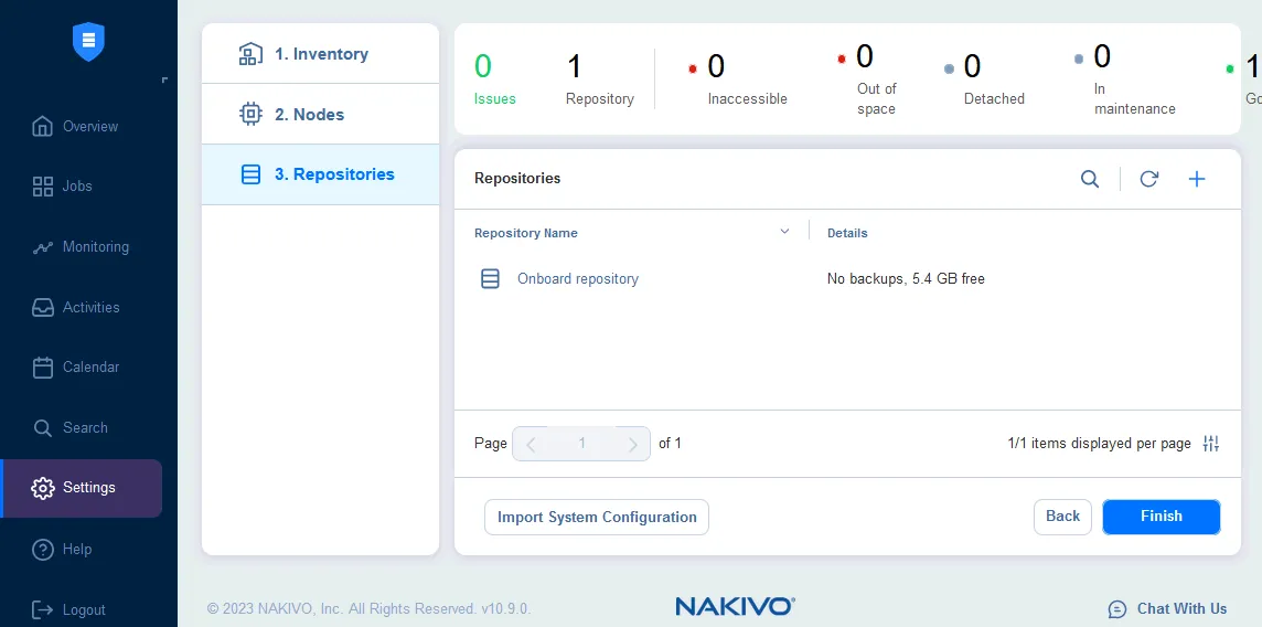 Creating and configuring backup repositories in the NAKIVO solution