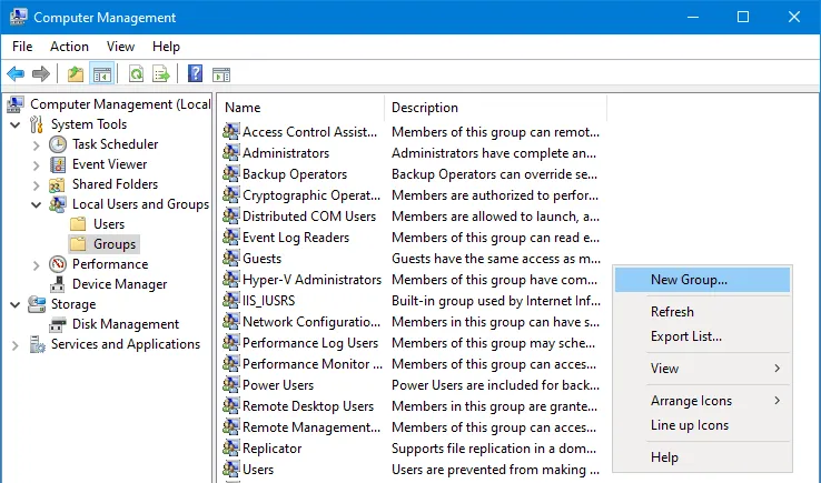 How to create a group in Windows 10