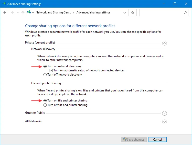 How to enable file sharing in Windows 10
