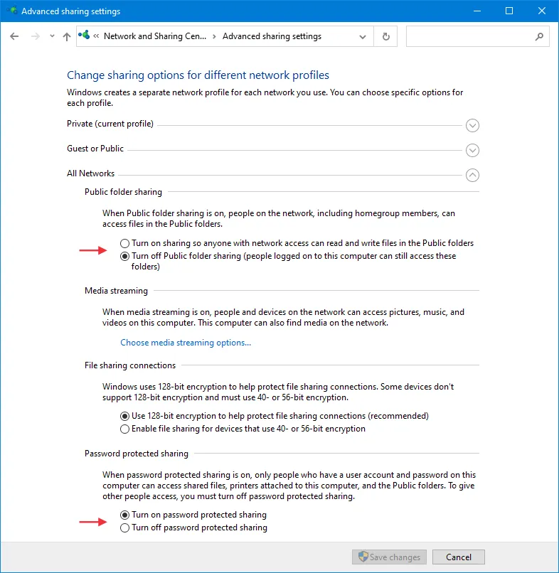 Cómo activar el recurso compartido de archivos en Windows 10 sin contraseñas