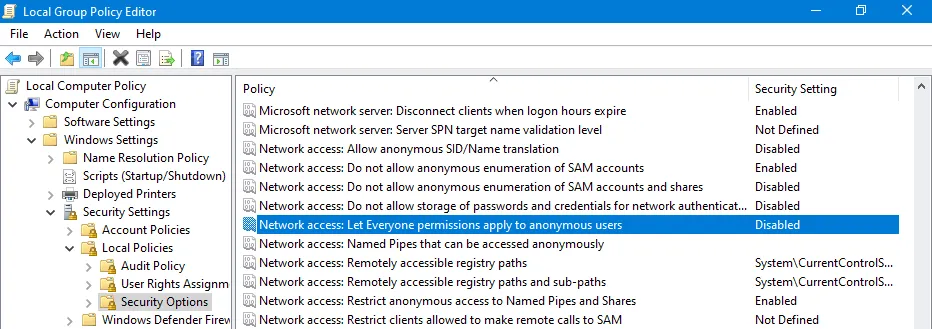 How to share a folder in Windows 10 with anonymous access