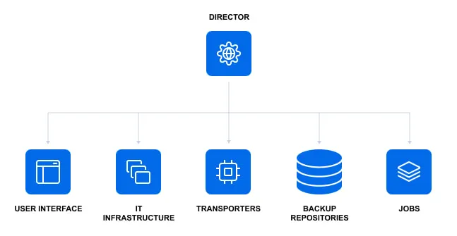 Interaction of the Director with other items and NAKIVO components